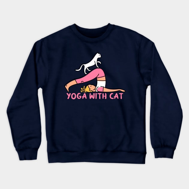Cat yoga - Morning yoga with cat Crewneck Sweatshirt by ak3shay